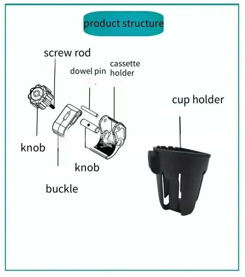 Cup Holder For Bugaboo / Yoyo Strollers (Ant/Bee5/Bee3/Bee6/Fox...) Hook up Fits Bikes,Motorcycles