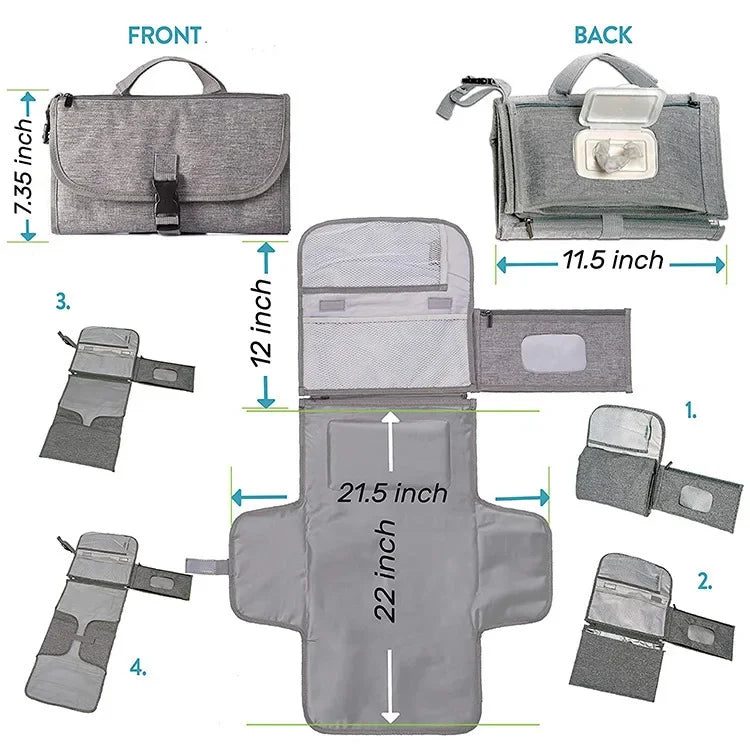 Diaper changing pad Waterproof   Diaper Changing Mat Foldable   Changer Pad Portable Tissue Toys Storage Bag