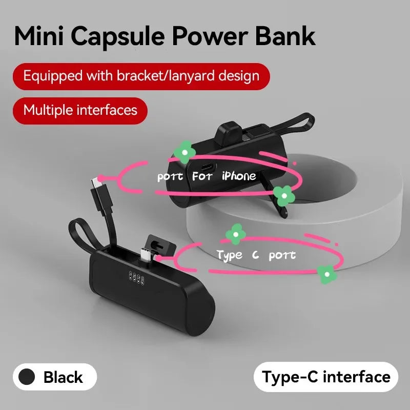 Mini Portable Power Bank 30000mah External Battery Plug and Play Power Bank Type C Fast Power Bank for Xiaomi Huawei Iphone 2024