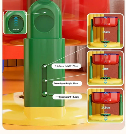 Pet Feeder Slow Feed Bowls Double Bowls Foldable with 3 Adjustable Height Suitable for Pets of Different Heights Water Feeding