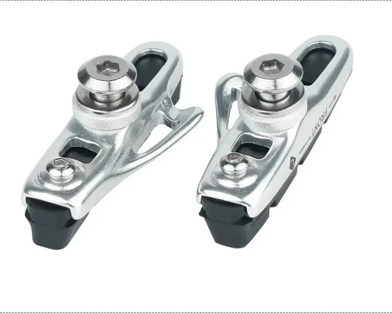 A Pair 55MM Brake Pads for Road Bikes with Metal Rings C-brake Pads Replaceable Brake Blocks Aluminium Alloy Block Bicycle Parts