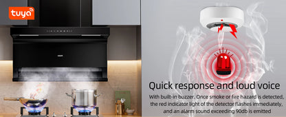 Smart Smoke Detector Fire Alarm with Replaceable Battery, Wi-Fi Smoke Detector, Real-Time App Notifications