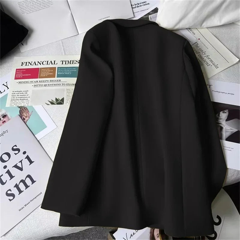Office Lady Elegant Single Button Blazer Women New Autumn Long Sleeve Slim Jackets Casual Chic Tops Coats Outerwears Female