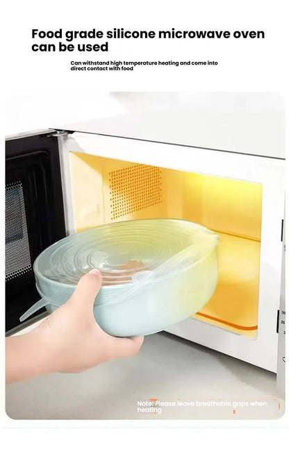 6Pcs Six-Piece Set of Fresh-Keeping Lids, Silicone Sealing Lids, Silicone Crisper Lids, Smiley Face Sealing Lids, Fresh-Keeping Lids