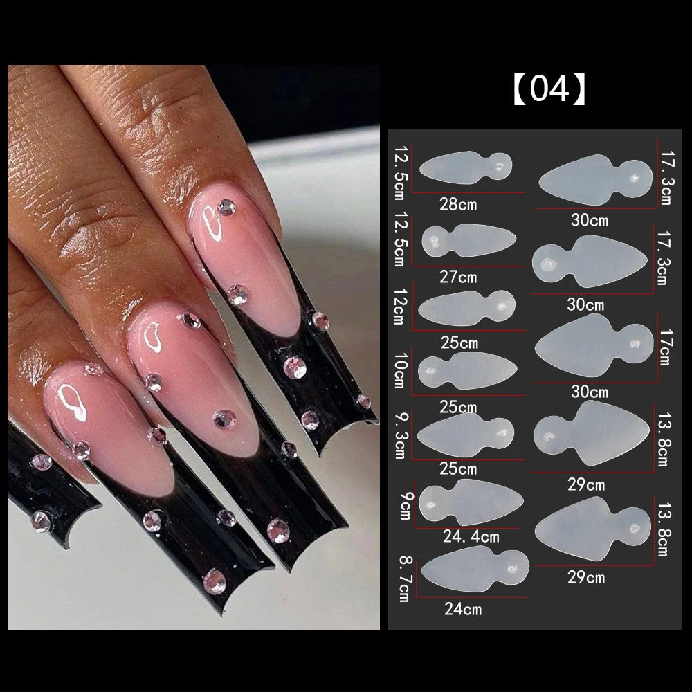 12/60pcs Reusable Soft Silicone Pads Stencil French Forma Sticker for Poly Nail Gel Duet System Dual Form for French Manicure &^