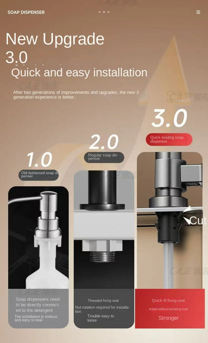 Kitchen sink soap dispenser sink detergent press household washing basin soap extension tube detergent pressurizer