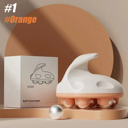 Hand Roller Massager for Cellulite Massage,Deep Tissue Massage Ball for Back,Neck,Foot,Shoulder,with 7 360-degree Metal Roller