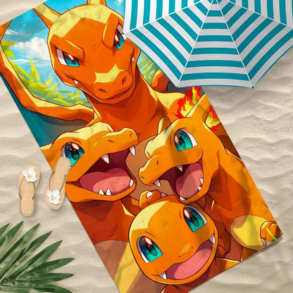 Towel Beach C-Charmander MNS P-PokemonS-ES Quick Dry Pool Camping Towels Travel Soft Gift Gym Shower Sports