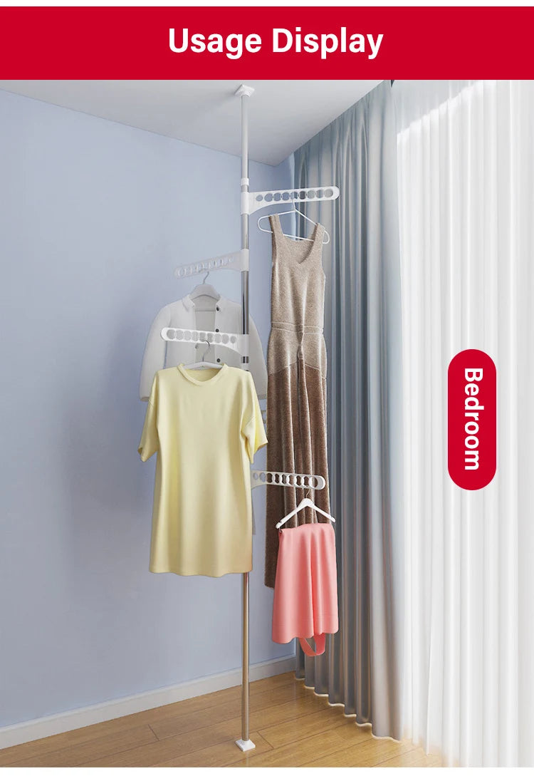 Household Flooring drying rack indoor telescopic pole drying rack Balcony Window Retractable drying rod Fixed Hanging Coat Racks