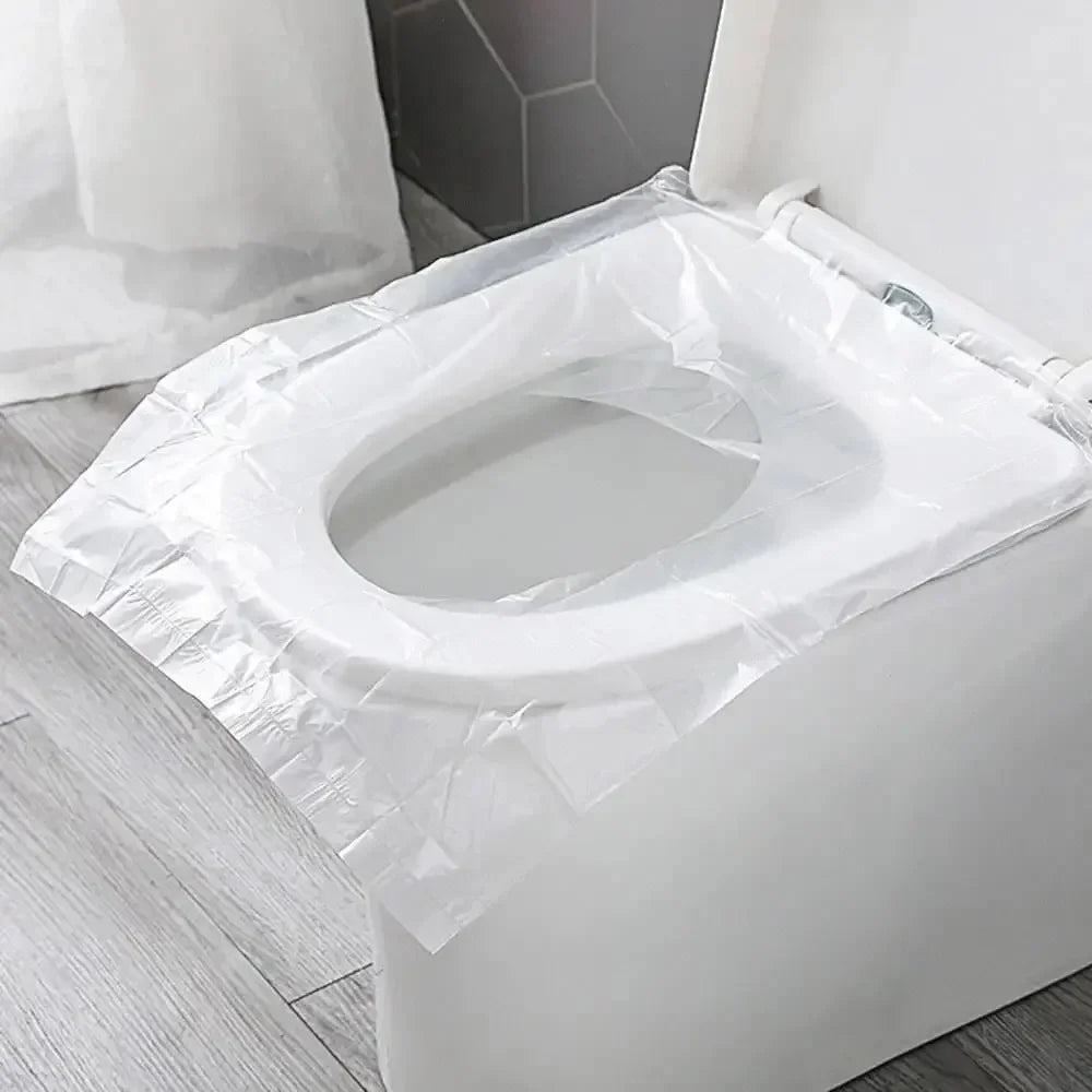 10/50PCS Biodegradable Disposable Plastic Toilet Seat Cover Portable Safety Travel Bathroom Toilet Paper Pad Bathroom Accessory