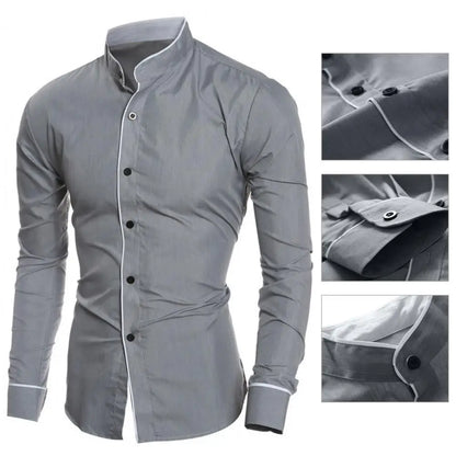 Male Shirt Fabulous Formal Wear Men Shirt Formal Contrast Color Line Autumn Shirt for Meetings