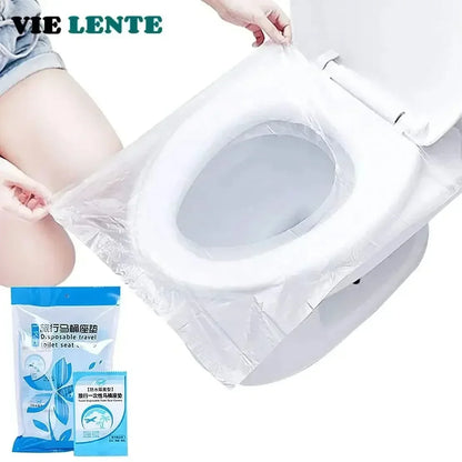 10/50PCS Biodegradable Disposable Plastic Toilet Seat Cover Portable Safety Travel Bathroom Toilet Paper Pad Bathroom Accessory
