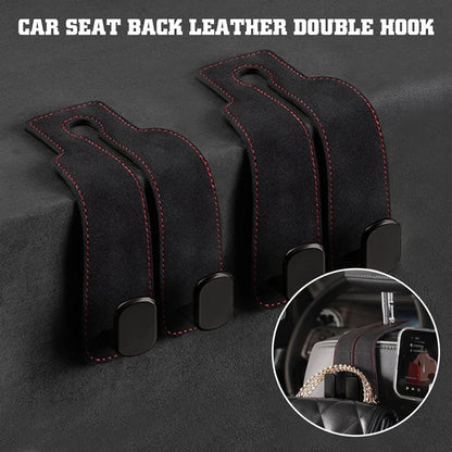 Universal Car Seat Headrest Hook 2 in 1 Soft Leather Car Seat Back ABS Hook for Purse Bag Backpack Double Hook Car Seat Hanger