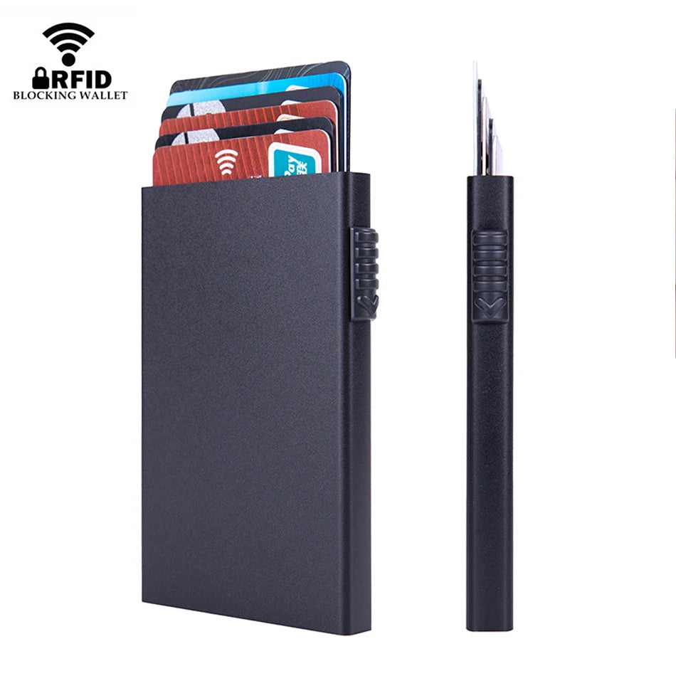 Rfid Blocking Credit Card Holder Men Wallets Metal Slim Thin Pop Up Aluminium Minimalist Wallet Luxury Male Purse Vallet Choice