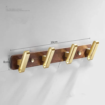 Tuqiu Robe Hook,Clothes Hook,Towel hanger, Wood and Aluminum Towel Hooks kitchen hooks Brushed gold bathroom accessories