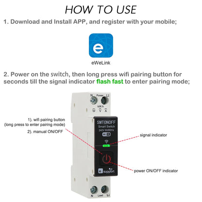 eWeLink Smart Switch with Power energy Monitoring Timer Switch App Monitoring Current  Voltage Consumption