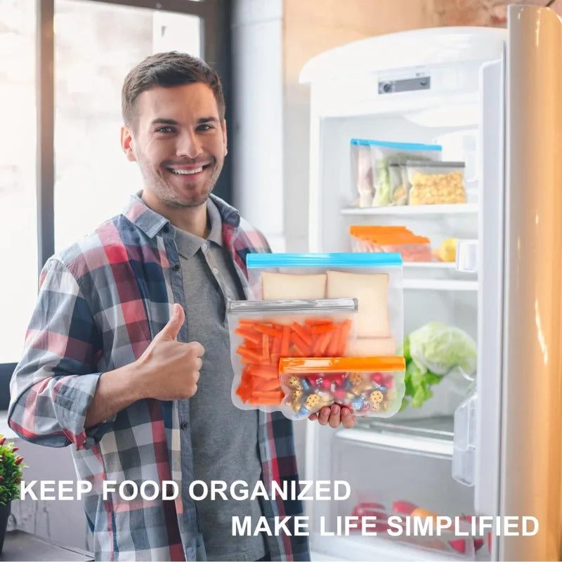 3/5pcs Silicone Food Storage Bag Reusable Up Zip Shut Bag Leakproof Fresh Bag Food Storage Bag Fresh Wrap Ziplock Bag