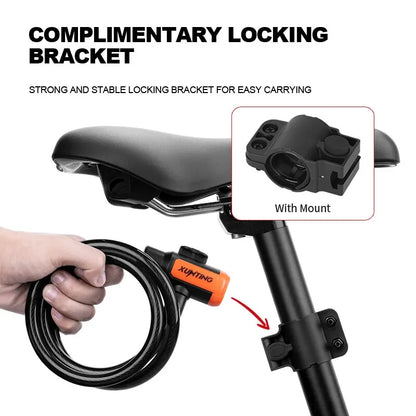 Xunting Bike Lock Coiled Secure Keys Bike Cable Lock with Mounting Bracket Weathproof Anti Theft Scooter Bicycle Lock