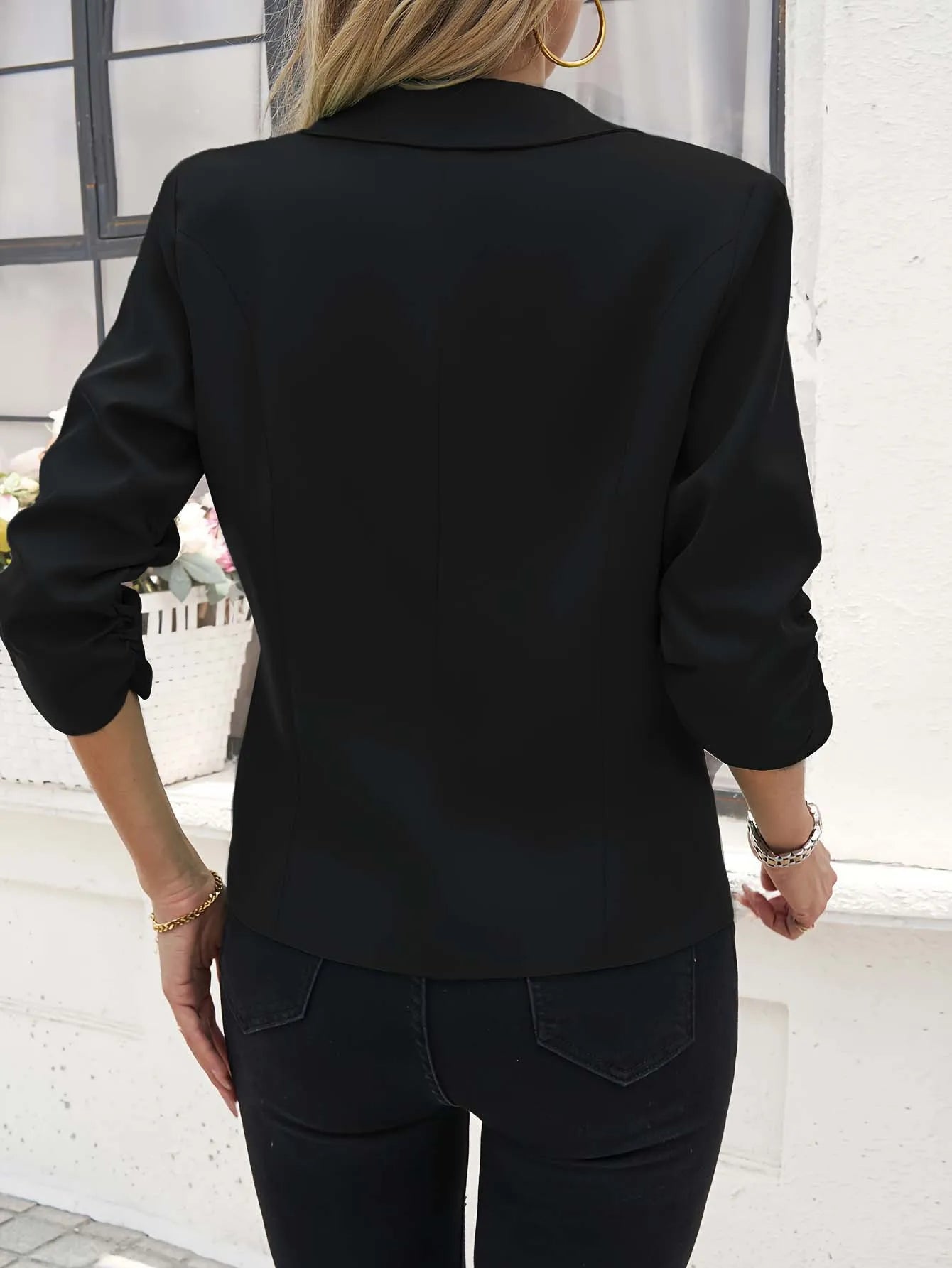 New Office Lady Suits Jacket Tops Formal Women's Seven Quarter Sleeved Suit Coats Casual Black Workwear Blazer Femme Clothing