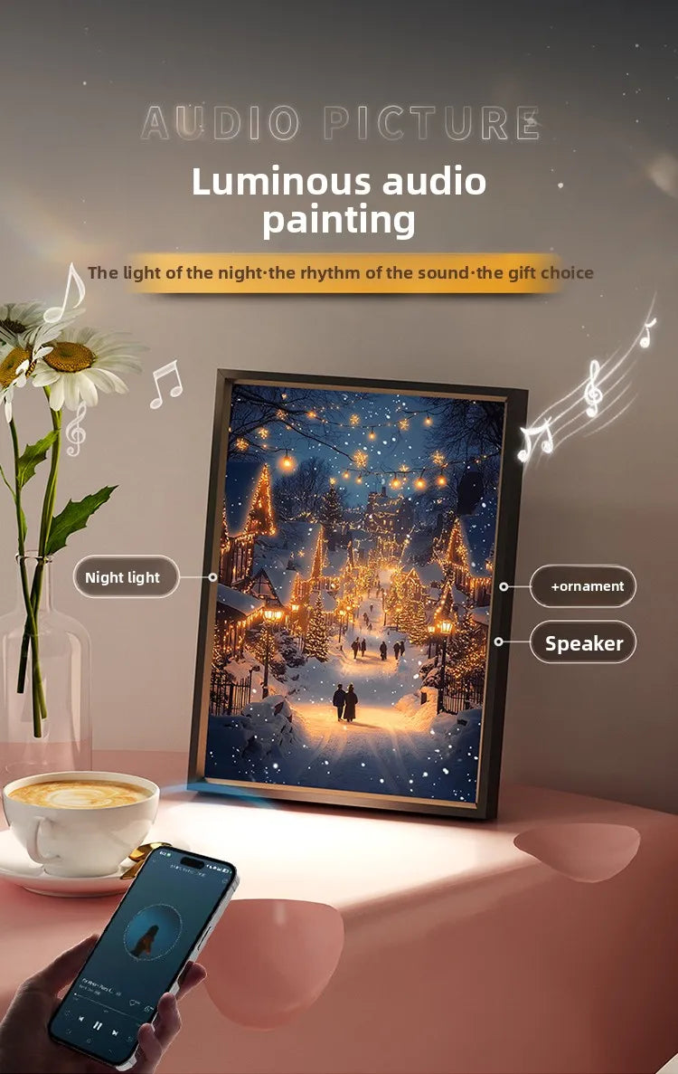 Creative Decorative Atmosphere Lamp Gift USB Powered LED Light Painting Night Light with Bluetooth Speaker Room Desk Ornaments