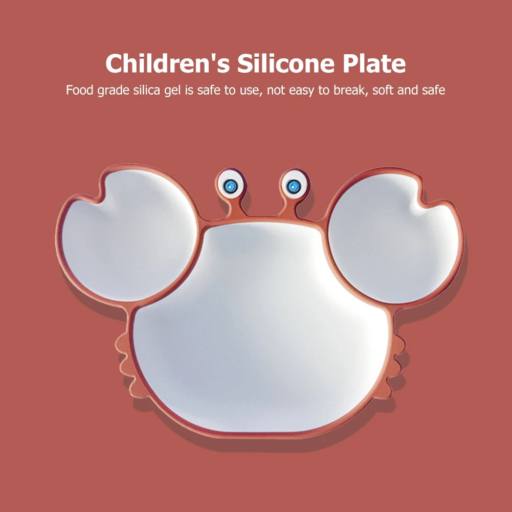 Baby Bowls Plates Spoons Silicone Suction Feeding Food Tableware BPA Free Non-Slip Baby Dishes Crab Food Feeding Bowl for Kids
