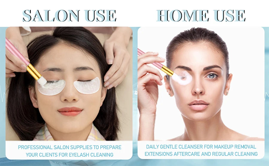 Lash Extension Shampoo 100ml Women Foam Mousse Eyelash Rinse Bottle Lashes Shampoo and Makeup Remover Pads with Brush 7pcs/Set