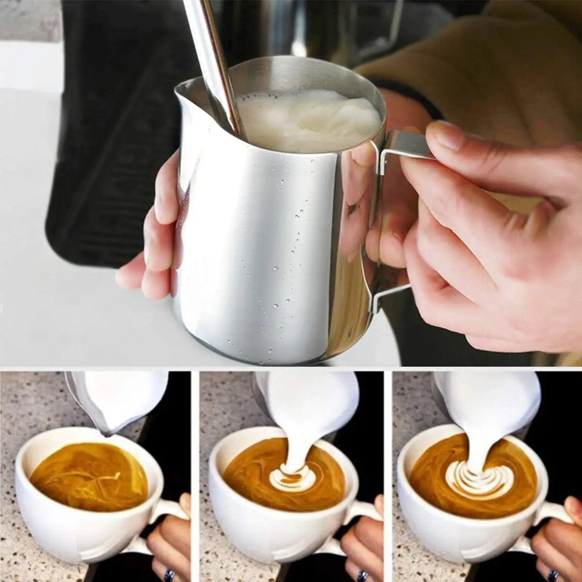 100/350/600/1000ml Coffee Milk Frothing Jug Latte Art Milk Frother Pitcher Stainless Steel Measurement Jug Pot Coffee Accessorie