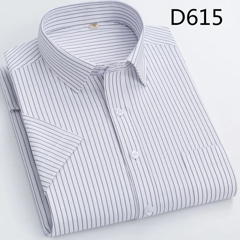 Men's short-sleeved shirt casual non-ironing anti-wrinkle spring summer shirt top high-quality slim-fit formal wear to work
