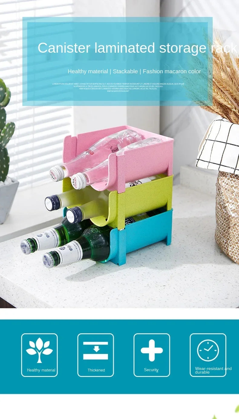 1/3PCS-Kitchen Organizer Refrigerator Rack Shelf Can Beer Wine Bottle Holder Rack Organizer Kitchen Storage Fridge Organizer