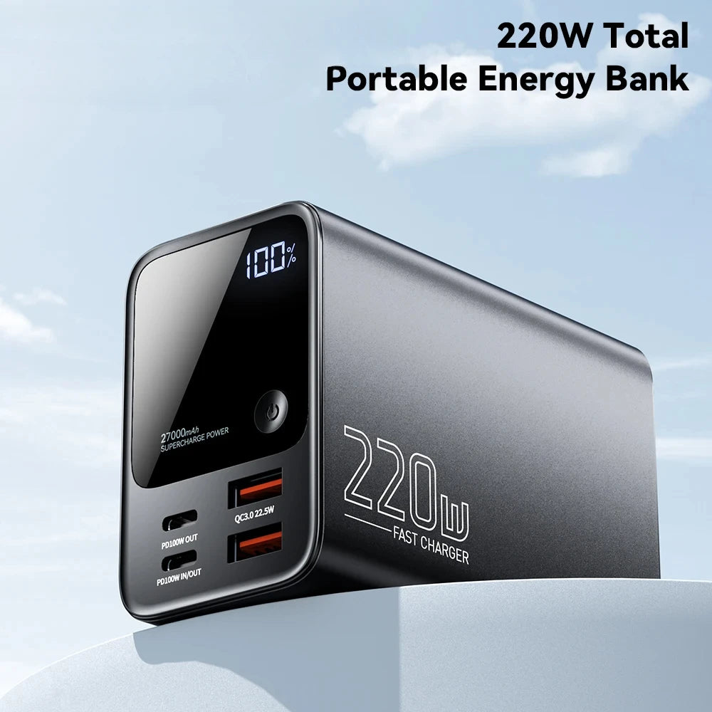 27000mAh Power Bank 100W PD QC3.0 Fast Charging External Spare Battery For iPhone 15 14 13 12 Xiaomi Macbook Air Laptop