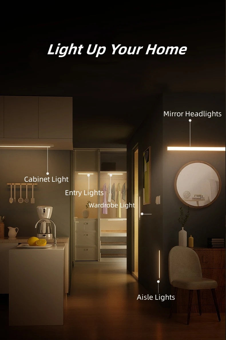 Smart Motion Sensor LED Night Light Bedroom Night Lamp Wireless Dimming USB Charging Night Lamps Cabinet Kitchen Lighting