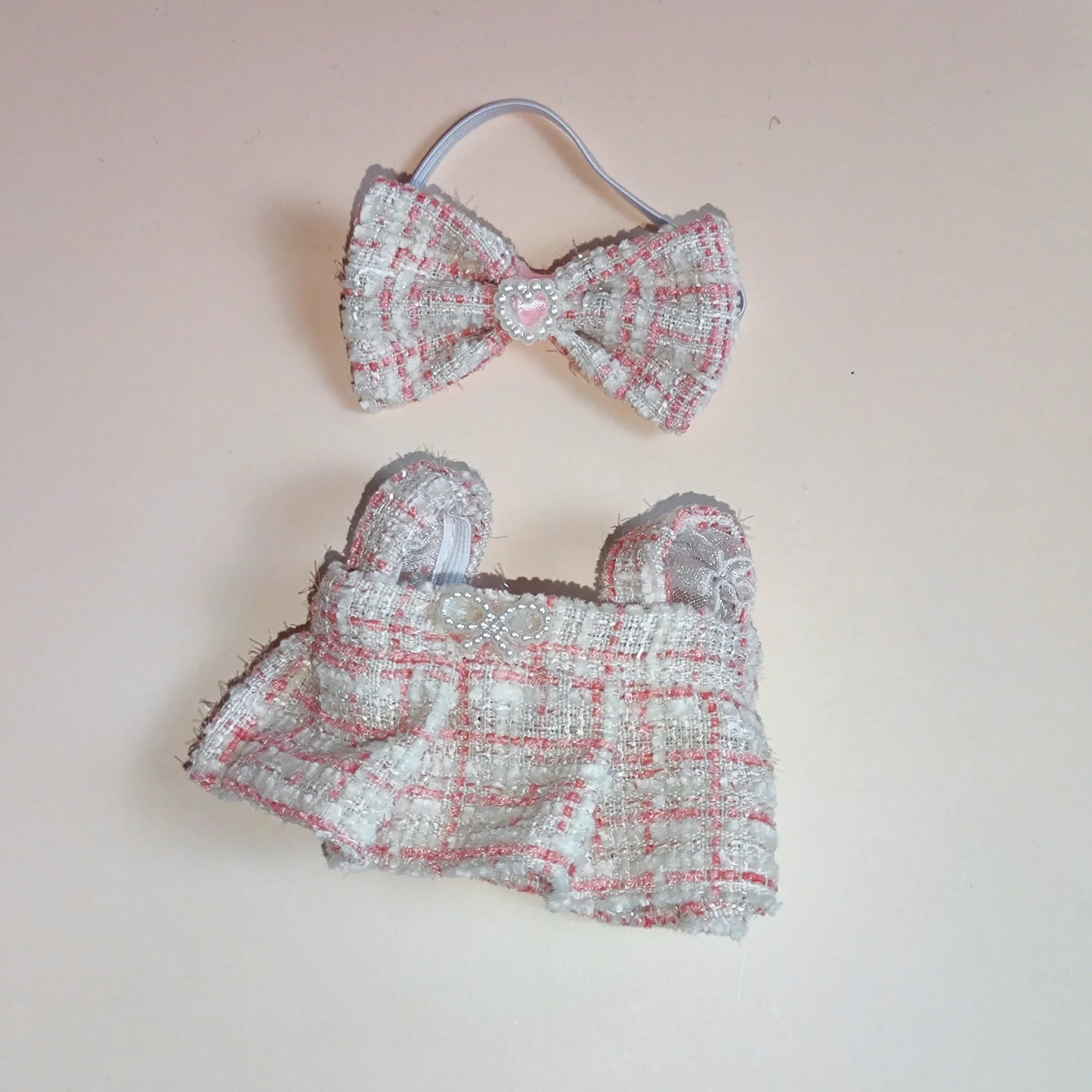 Labubu Sitting Party Outfit V1 V2 Doll Clothes Classic Grid Dress with Fragrance Kids Gift Set