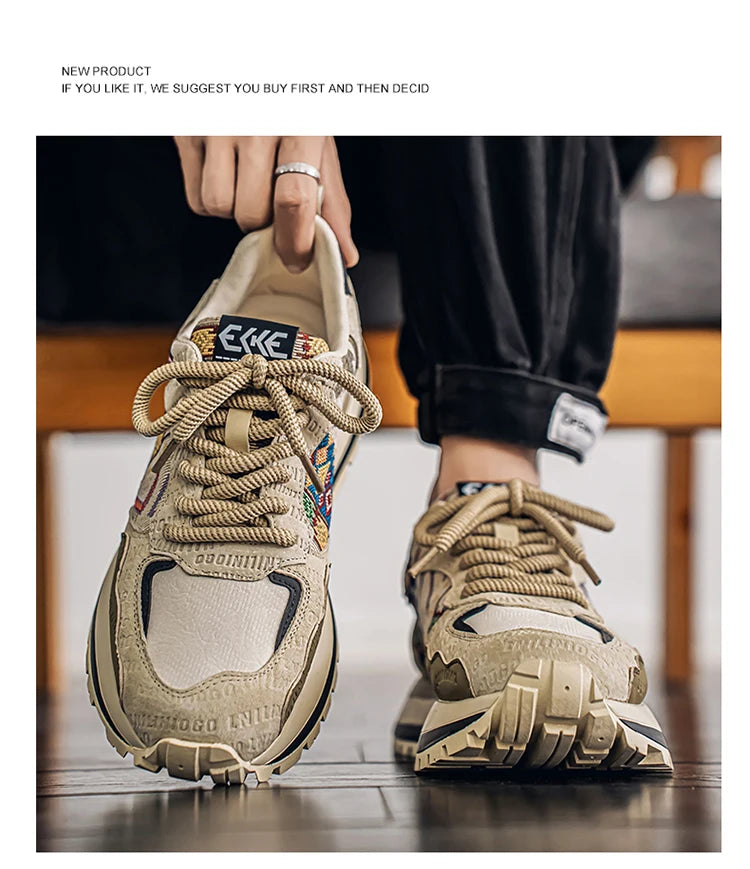 2025 Trend Print Mens Fashion Shoes Design Chunky Men Casual Sneaker Breathable Platform Sneakers Male Running Jogging Shoes