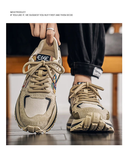 2025 Trend Print Mens Fashion Shoes Design Chunky Men Casual Sneaker Breathable Platform Sneakers Male Running Jogging Shoes