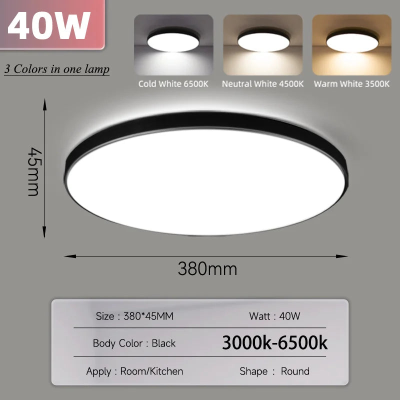 Smart Led Ceiling Light with Remote Control 3 Colors Dimmable Ceiling Lights Ultrathin Panel Lamps Bedroom Kitchen Ceiling Lamp