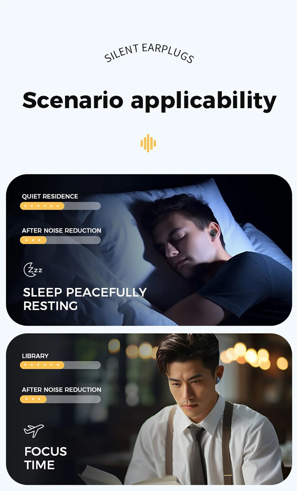 Quiet Ear Plugs for Sleeping Noise Reduction Super Soft Reusable Hearing Protection Anti noise earplugs for Concerts Travel Work