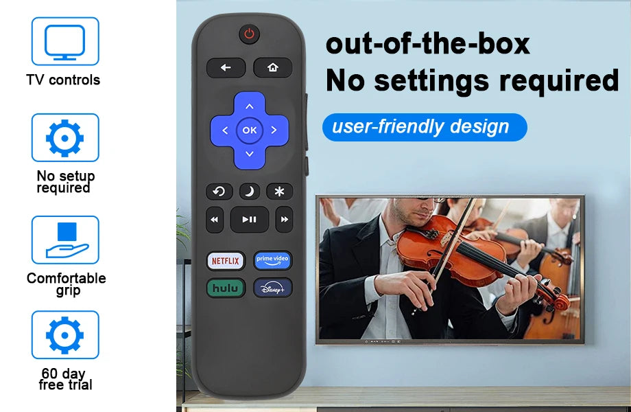 Replacement Remote Control for Roku TV, Compatible with TCL Roku/Hisense Roku/Onn Roku (Not Compatible with Roku Stick, Box and