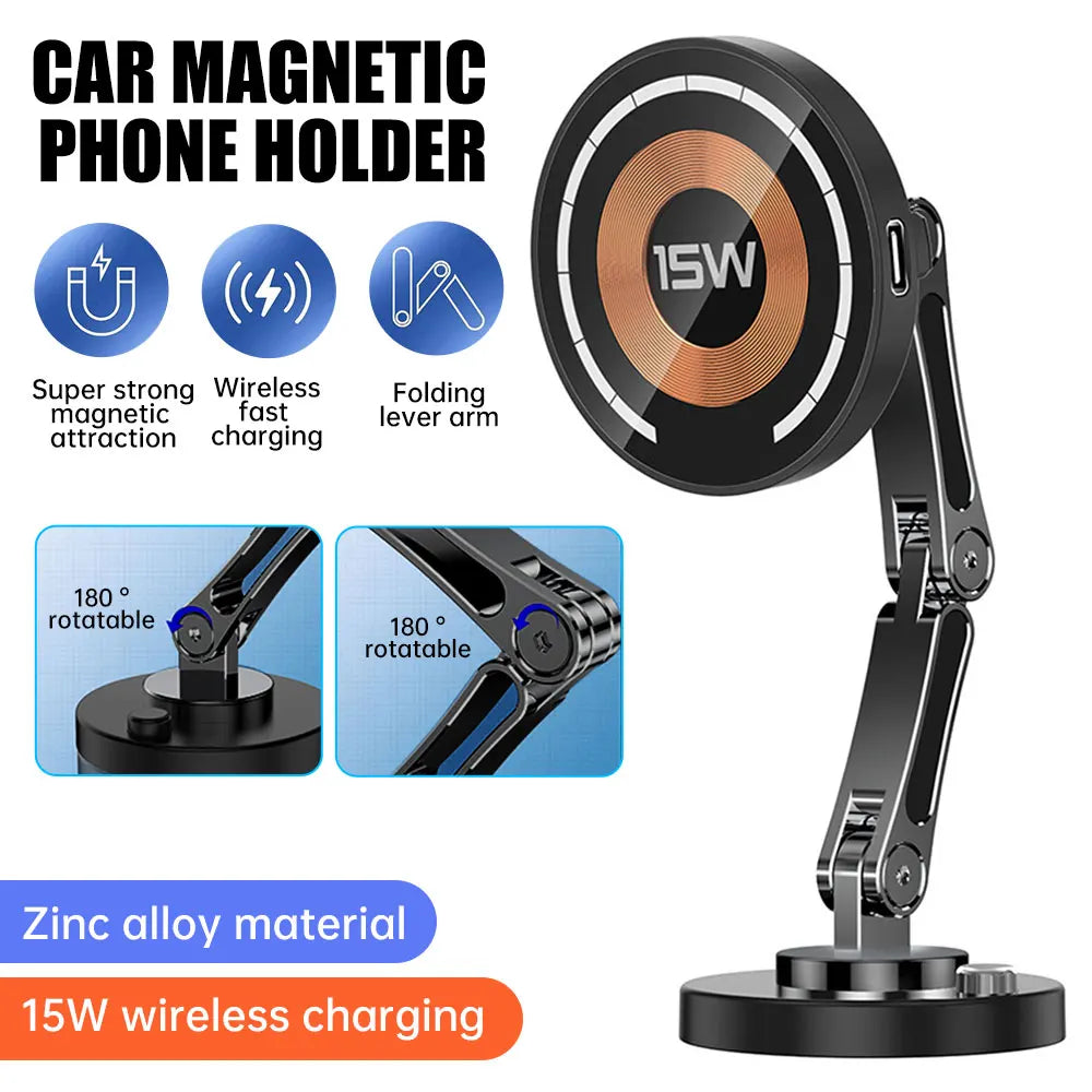 Magnetic Car Wireless Charger Stand Magnet Car Phone Mount 15W Fast Charging Phone Holder Bracket for Macsfae iPhone 15 14 13 12