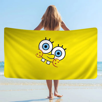 S-SpongeBobs Cartoon Beach Towels Shower Towel Sauna Travel Spa Microfiber Quick Dry Gym Accessories Cute Room Decor