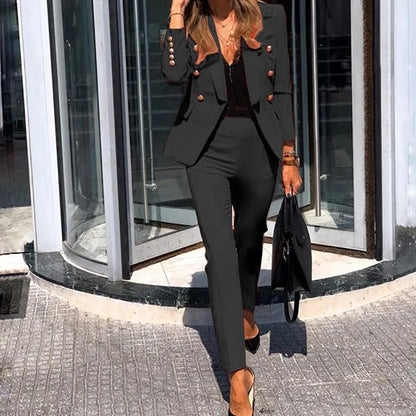 Office Pants Set Elegant Women's Fashionable Western-Style Suit High-End Business Attire Long-Pants Set For Special Occasion