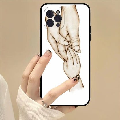 Baby Mom daughter Son Dad Hand Phone Case For iPhone 15 14 13 12 Mini 11 Pro XS Max X XR SE 6 7 8 Plus Soft Silicone Cover