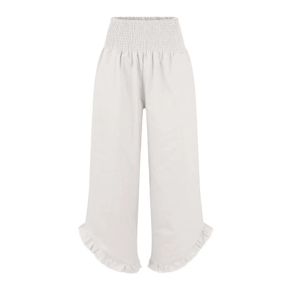 Summer Womens Palazzo Pants Summer Casual Flowy Wide Leg Trousers Beach Travel Vacation Outfits All Match Loose Baggay Pants