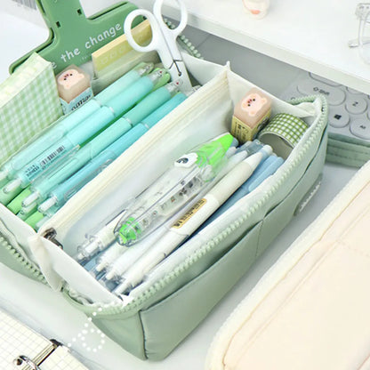 School Supplies Pencil Bag Portable Simple Aesthetic Pencil Organiser Back To School Present Simple Style Zipper Cute Stationery