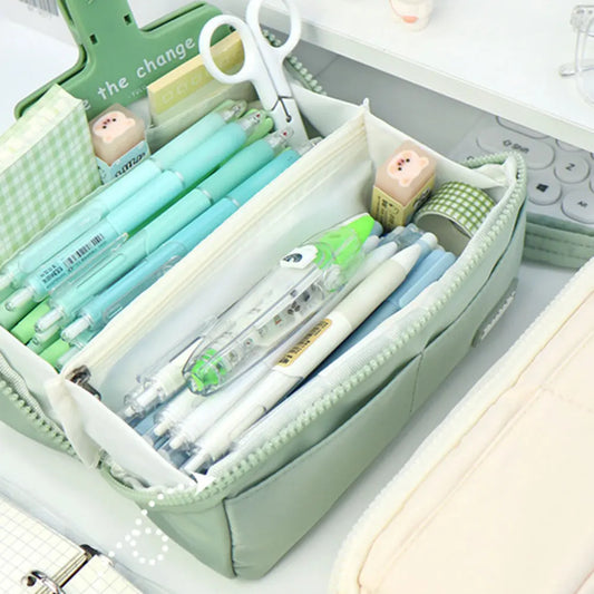 School Supplies Pencil Bag Portable Simple Aesthetic Pencil Organiser Back To School Present Simple Style Zipper Cute Stationery