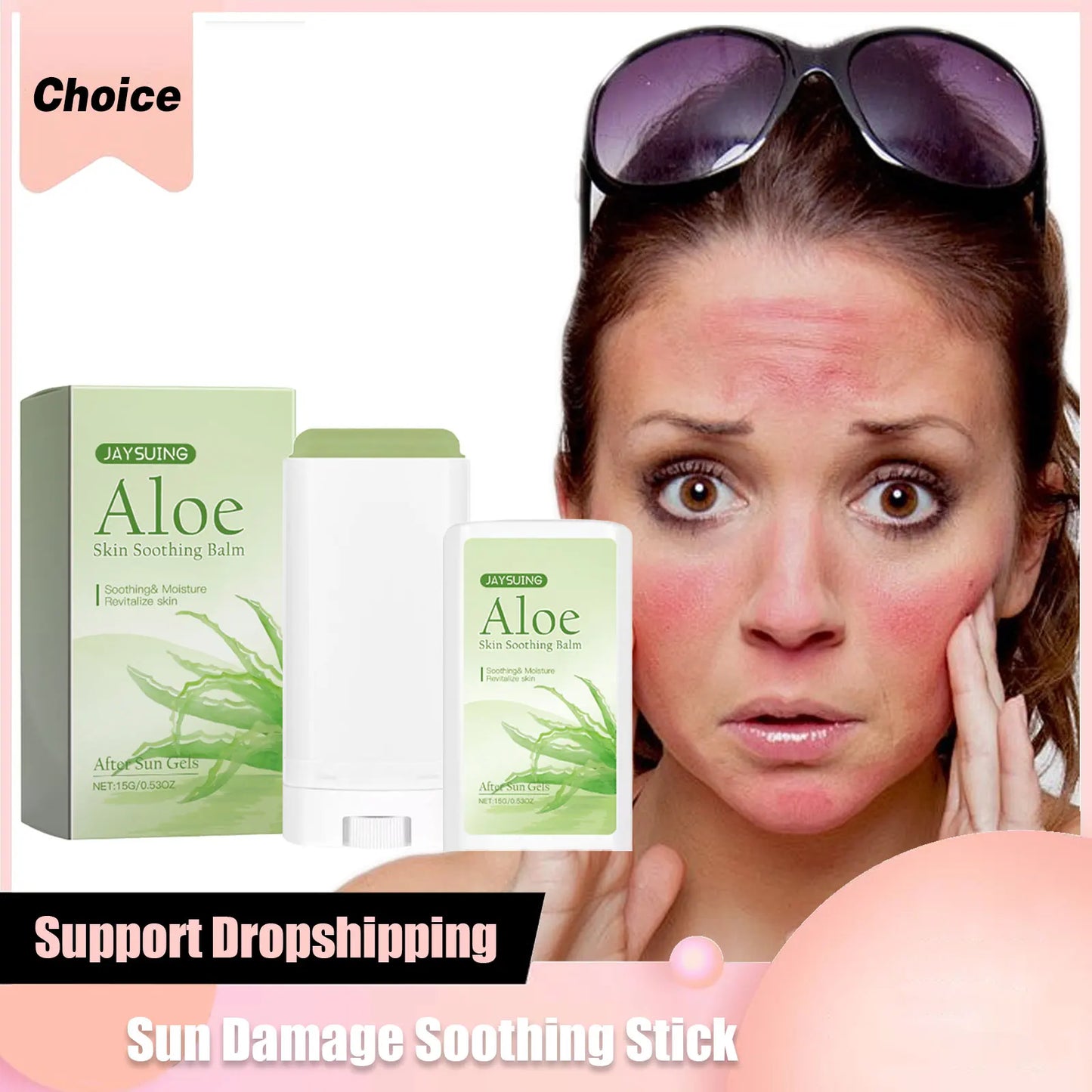 Aloe Vera Balm Face Moisturizing Refreshing Relieve Redness Burning Restore Sunburn Repairing Sun Damage Soothing Skincare Stick