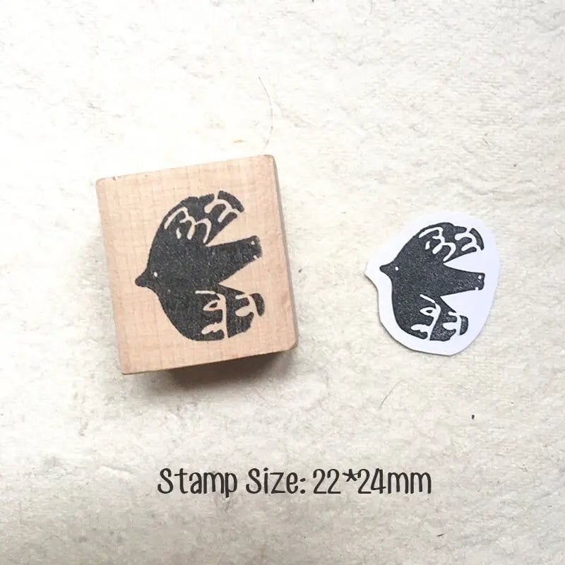 Stamp Scrapbooking Supplies Flower Petal Birds Stationary Kawaii Wooden Stamps