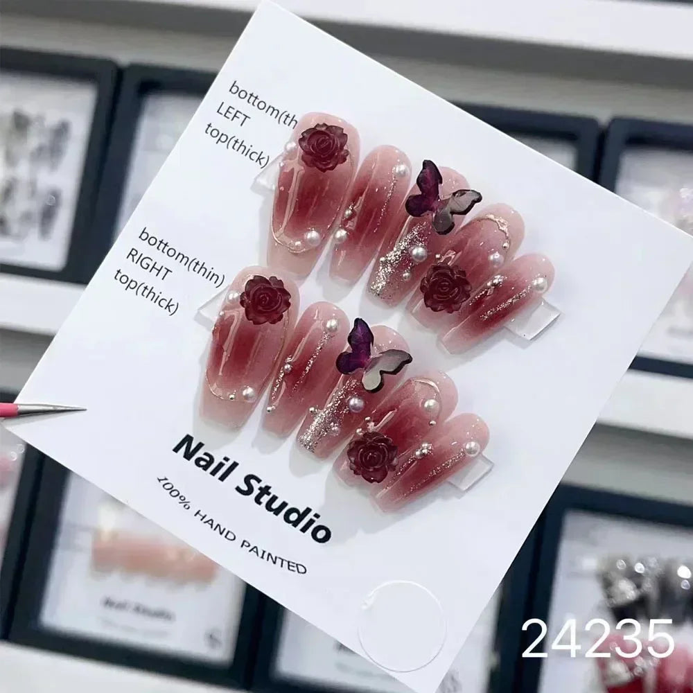 10Pcs Short Press On Nails y2k Star Rhinestone Design Handmade Press On nails Luxury With Design Full Cover Removable Fake Nails