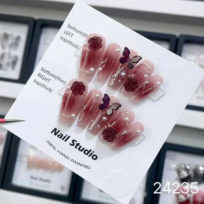 10Pcs Short Press On Nails y2k Star Rhinestone Design Handmade Press On nails Luxury With Design Full Cover Removable Fake Nails