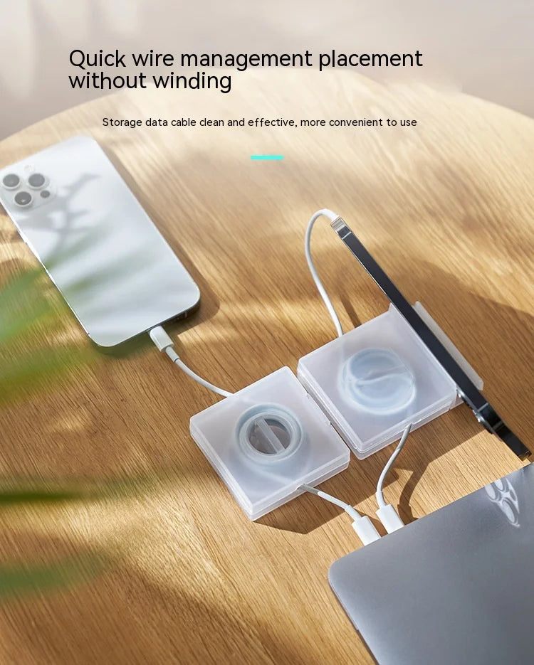 Portable Transparent Cable Organizer Cord Management Usb Cable Winder Retractable Phone Holder Charger Wire Storage Protector
