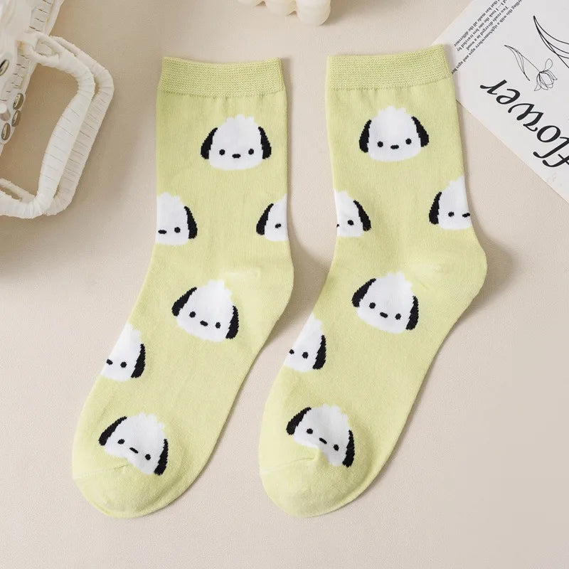 Pochacco Cartoon Cotton Socks Sanrio Combed Cotton Stockings Cute Puppy Girls Stockings Children Cotton Warmer Sock